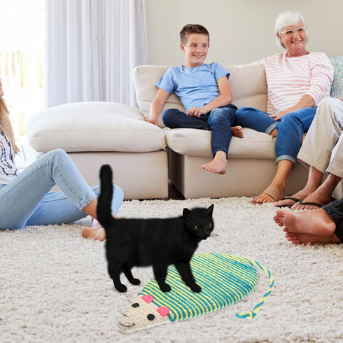 POPETPOP Mouse Shape Cat Scratcher Board, Double-Sided Sisal Mat for Indoor Cats, 12.99x7.48x0.98 inch (Random Color)