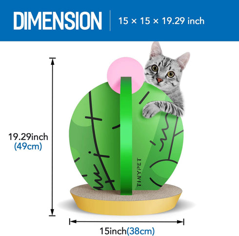 FluffyDream Cactus Shape Cat Condo Scratcher Post, Green Colour, Cardboard Scratching House Bed Furniture Protector