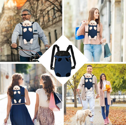 FEimaX Dog Carrier Backpack, Adjustable Pet Legs Out Front Travel Bag for Small Medium Dogs Cats, Hands-Free