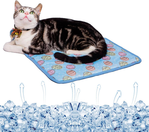 SEIS Dog Ice Pad - Ice Silk Cats Kennel Mat, Breathable Summer Cooling Pad (Blue, S)