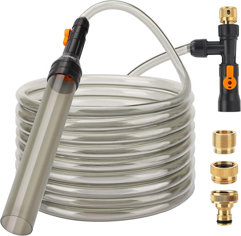 hygger Bucket-Free Aquarium Water Change Kit, Metal Faucet Connector with Long Hose 33FT