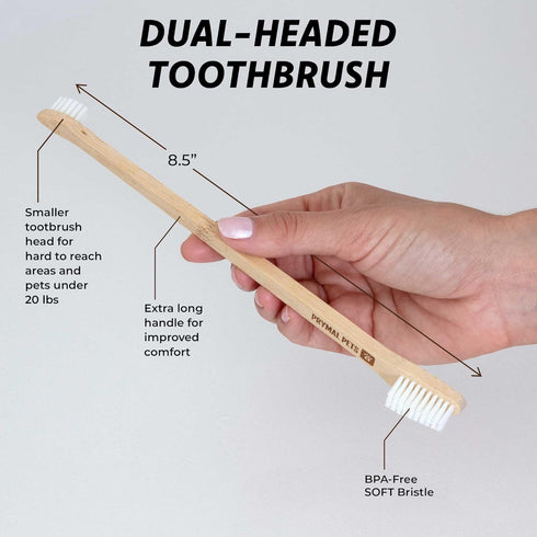 Dog Toothbrush - 4-Pack Two Sided Bamboo Toothbrush for Small and Large Dogs & Cats, Soft Bristles for Dental Care