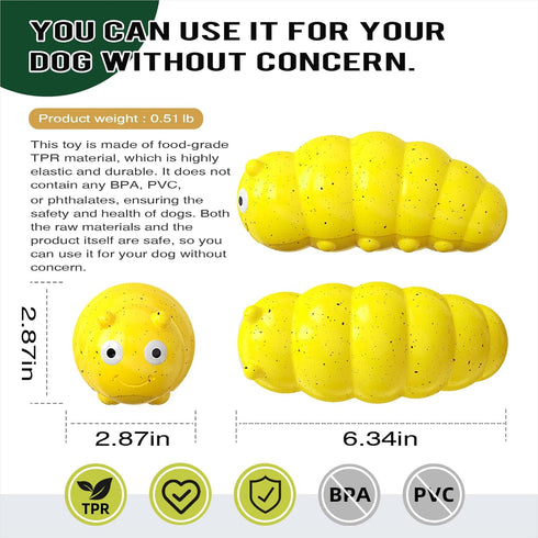 Dog Chew Toys for Aggressive Chewers - Indestructible Rubber Dog Toy for Tough Chewers, Yellow-Insect Design