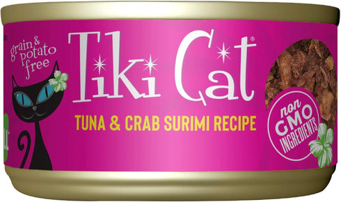 Tiki Cat Grill Tuna & Crab Surimi, High-Protein Wet Whole Foods Cat Food, 2.8 oz Cans (Pack of 12)