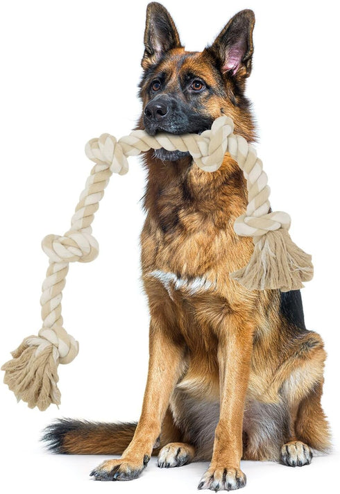 Bmag Heavy Duty Dog Rope Toys for Aggressive Chewers, Indestructible Natural Cotton Rope with 5 Knots