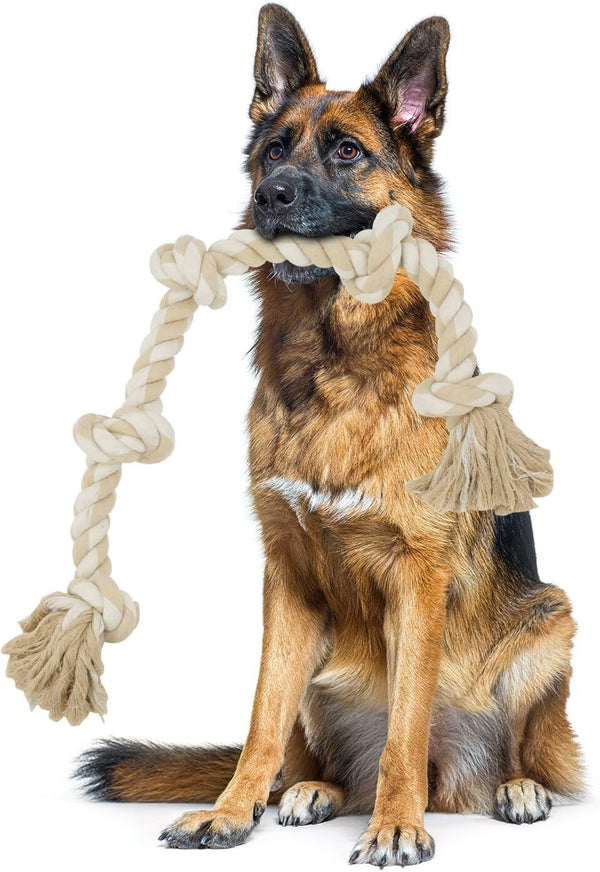 Bmag Heavy Duty Dog Rope Toys for Aggressive Chewers, Indestructible Natural Cotton Rope with 5 Knots