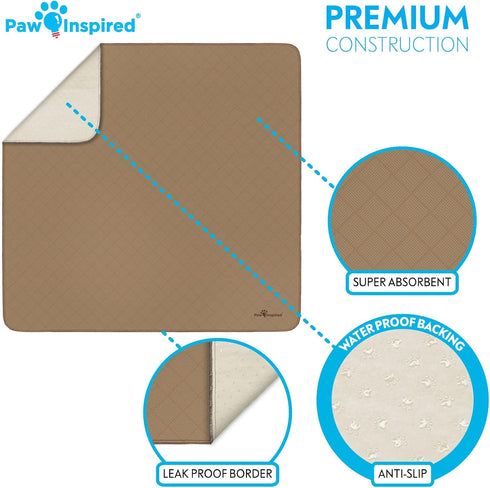 (72x72 Pack 1) Paw Inspired Washable Pee Pad for Dogs | Leakproof, Non-Slip Reusable Puppy Pad for Potty Training