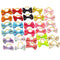 Chenkou Craft 30pcs (15pairs) Dog Pet Hair Bows with Rubber Dot Grosgrain Ribbon, Mix Colors & Patterns