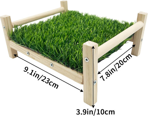 FlidRunest Wooden Rat Foraging Toys, Artificial Grass Foraging Mat for Rats, Safe Rats Enrichment Toys Activities