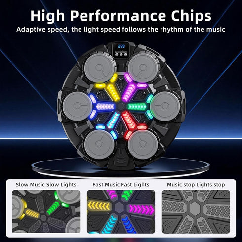 HANQUAN 3-12 Upgraded Music Boxing Machine for Kids and Adults, Bluetooth Wall Mounted Punching Pad with Gloves,Rhythm