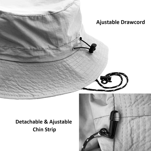 woogwin Waterproof Bucket Rain Hat with Chin Strap Quick Dry Packable Boonie Sun Hat Safari Hat UV Protection