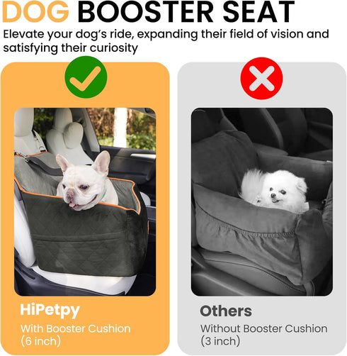 30lb, HiPetpy Dog Car Seat for Small Dog, Booster Seat for Dogs Under Elevated Pet Seat with Pockets, Anti-Slip Bed