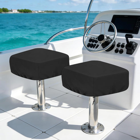 Klmnop 2 Pack 420D 18" 20" 14" Waterproof Boat Folding Seat Covers, Heavy Duty Silver-Coated Oxford Fabric All-Weather