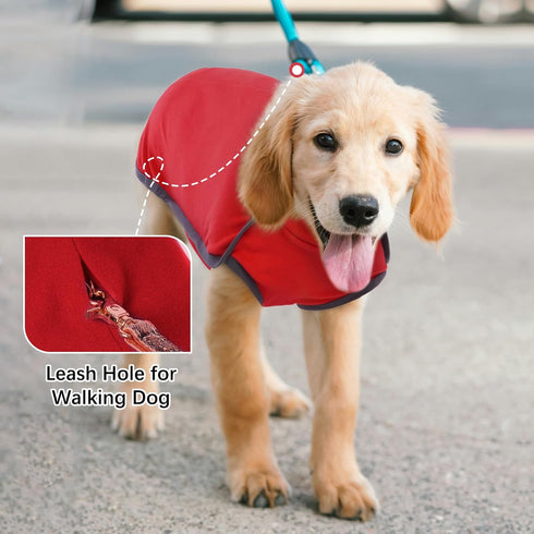 ROZKITCH Dog Winter Coat Soft Pullover Pajamas, Pet Windproof Warm Cold Weather Jacket Vest Cozy Onesie Jumpsuit Apparel Outfit Clothes for Small Medium Large Dogs Walking Sleep BrightRed L