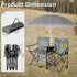 BIVVI 180lbs,Grey Double Camping Chair with Umbrella,Portable Folding Chair w/ Cup Holders,Cooler Bag,Pocket & Carry