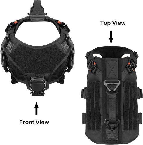 ICEFANG GN3 Tactical Dog Harness, M (25"-31" Girth), 6X Buckle, Molle Vest with Handle, No Pull Front Clip