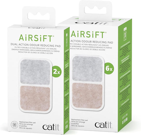Catit Airsift Dual Action Air Purifier Pad, 2 Pack – Two Media Filter for Litter Box Odors
