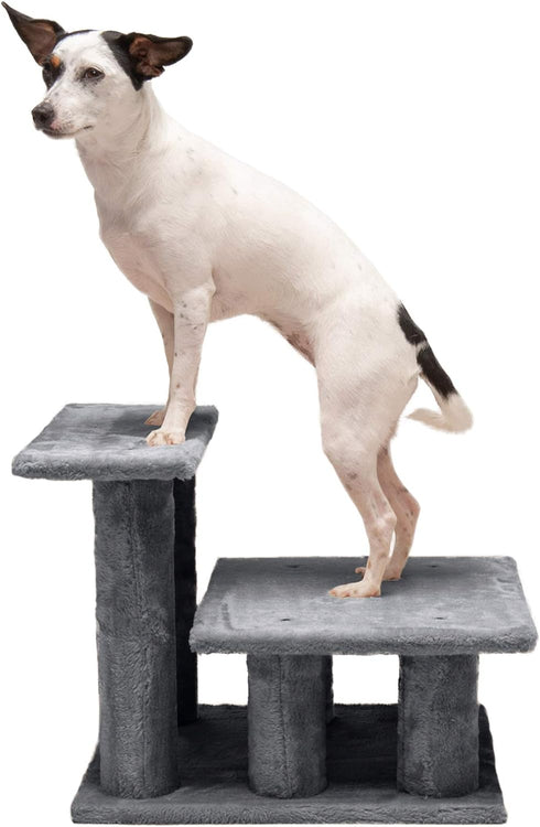 Furhaven Steady Paws Multi-Step Pet Stairs for High Beds & Sofas, Gray, 3-Step Design