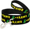 Dog Leash 4 Feet Long, 1.0 Inch Wide, Rrrawr Dinosaur Black Green Yellow