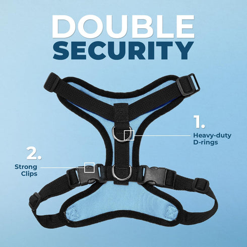 Voyager Step-in Lock Pet Harness by Best Pet Supplies - Adjustable All Weather Mesh for Cats and Dogs, Baby Blue/Black