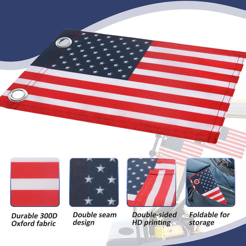 TRINKA 2 Pack Golf Cart American Flag with Elastic Straps, 6 x 9" Double-Sewn Flags, Easy to Install