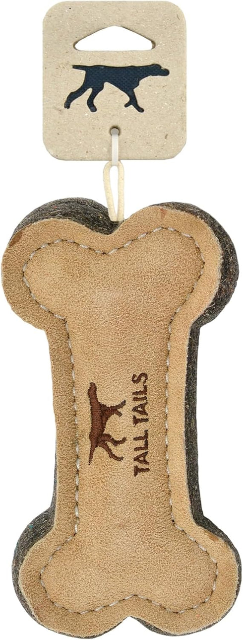 Tall Tails Dog Natural Leather Bone Fetch Toy Gift for Dogs, 6 inches