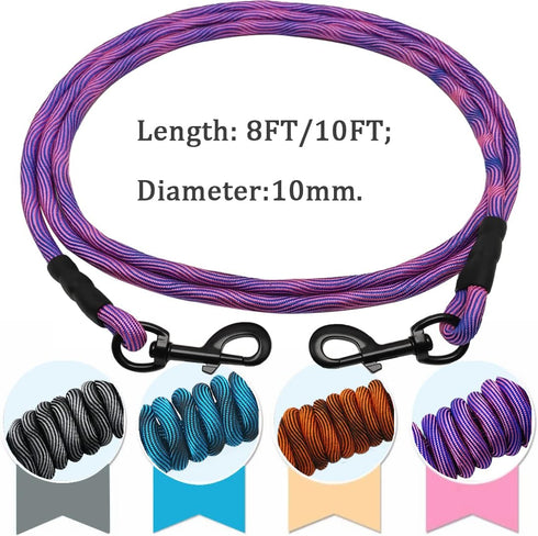 MayPaw 8FT/10FT Heavy Duty Dog Tie Out/Check Cord, Nylon Rope Training Leash for Small Medium Large Dogs