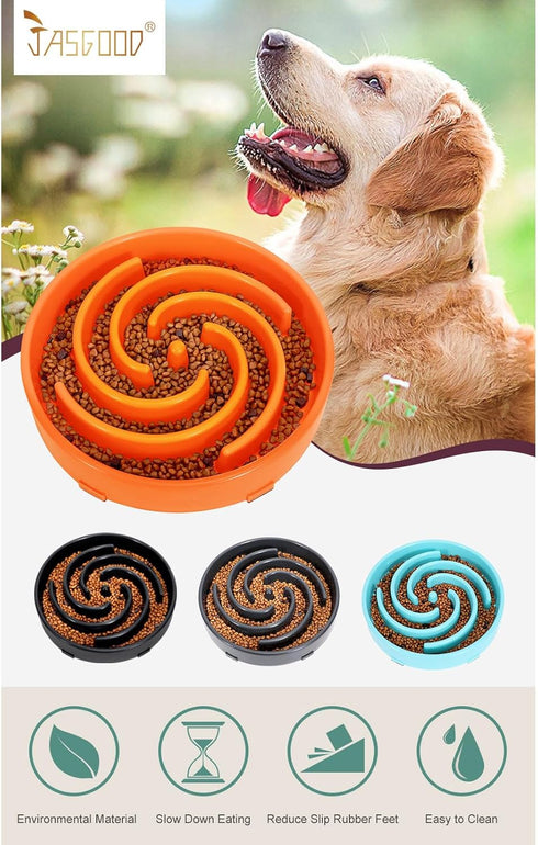 JASGOOD Anti-Gulping Slow Feeder Bowl for Large Medium Dogs, Healthy Design to Stop Bloat and Prevent Choking