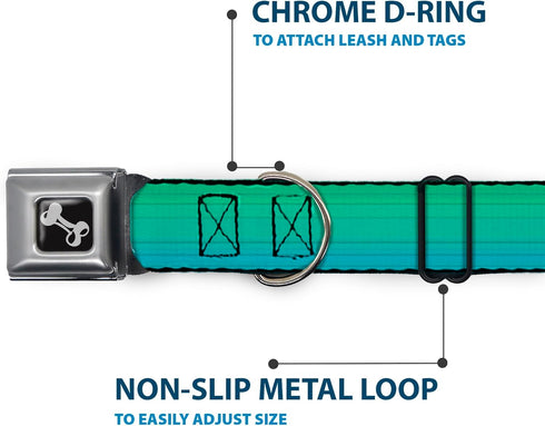 Dog Collar Seatbelt Buckle, Teal Ombre, 1.0 Inch Wide, Fits 15 to 26 Inches