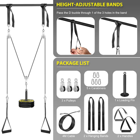 Weight Cable Pulley System Gym, Attachments for Home Gym LAT Pull Down and Biceps Curl Workout