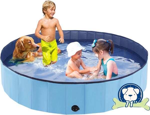 Eooqi Foldable Dog Pool, Portable Pet Bath Tub and Kiddie Swimming Pool,