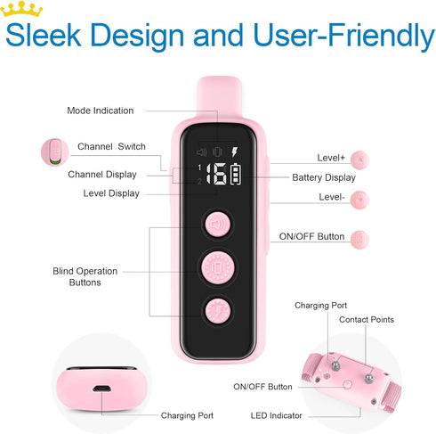 Bousnic Dog Shock Collar for 2 Dogs (8-120lbs), Waterproof Rechargeable Electric Training Collar with Remote, Beep