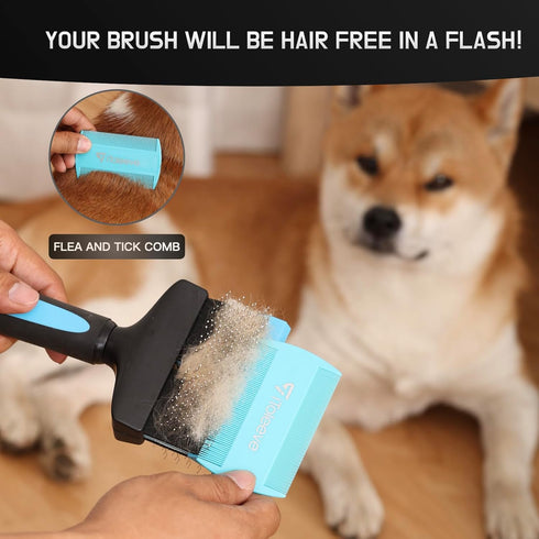 Dual Flex Slicker Brush - Gentle Grooming Tool for Sensitive Dogs & Cats, Ideal for Long Hair, Removes Undercoat and