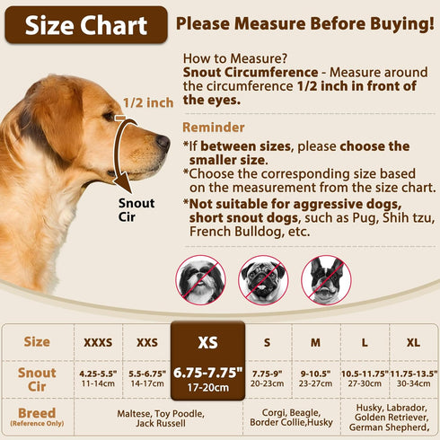 Crazy Felix Breathable Nylon Dog Muzzle for Small Medium Large Dogs, Air Mesh Drinkable Pet Mouth Guard (XS, Grey)