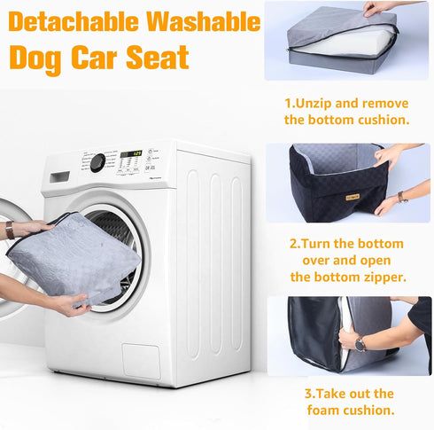 6in 26 lbs PETICON Waterproof Dog Car Seat for Small Medium Dogs, Memory Foam Pet Booster Seat for Dogs up