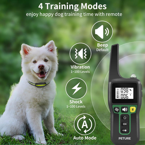 Dog Bark Collar with Remote, 3300 feet Waterproof Training Collar Combo for 5-120lbs All Breeds Dogs (2 Packs)