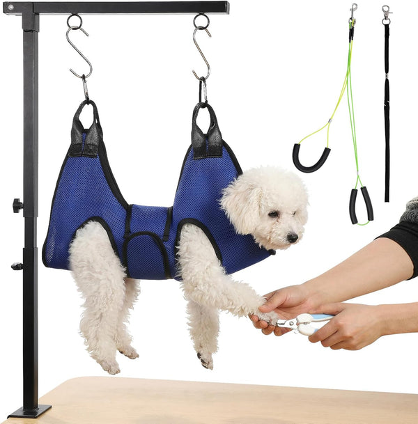 ondware Dog Grooming Arm with Dual-Spiral Clamp, Adjustable Height 27-37 inch, Dog