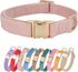 Soft Cotton Dog Collar with Metal Buckle, Adjustable Heavy Duty Comfy Corduroy for Small Medium Large Dogs, Light Pink,
