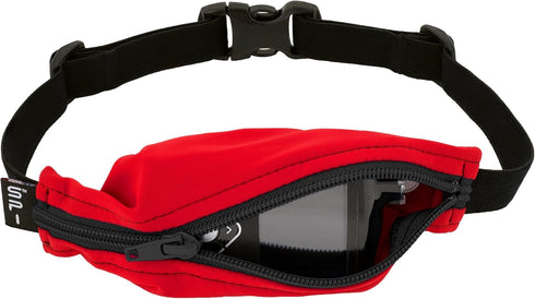 SPIbelt Kids Pocket Belt, Expandable Pocket, Adjustable Waist, No Bounce, Red with Black Zipper