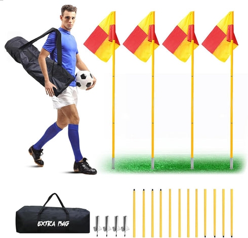 Zosebffej Soccer Corner Flags with Storage Bag, Set of 4 Corner Flags for