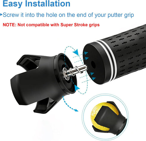 UoreFloo Set, 4pcs (2X 3-Prong 2X Golf Ball Retriever and Suction Cup) Golf Ball Grabbers for Putter End, No Bending