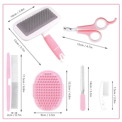 Trimmer Small Animal Pet Grooming Kit with Pet Shedding Slicker Brush, Bath Massage Glove, Pet Grooming Comb, Nail