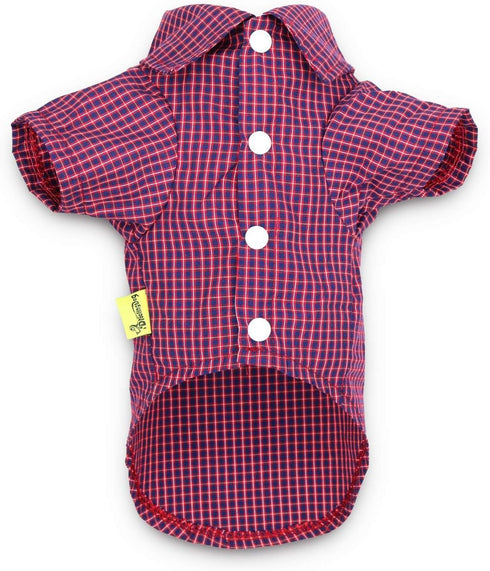 DroolingDog 3 Pack Plaid Dog Shirts - Small Dog T-Shirt with Checked Pattern, Puppy Button Up Tee, Black White Rose Blue