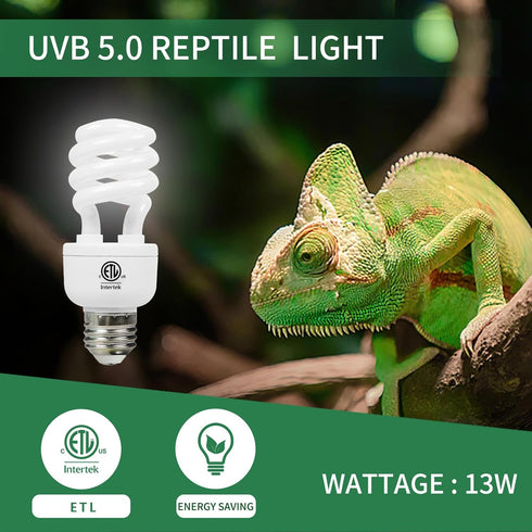 LUCKY HERP 5.0 13W Compact Fluorescent UVA UVB Light Tropical Terrarium Lamp