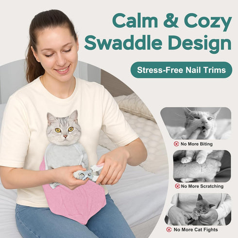 Pawfun Pink-S-2 Self-Adhesive Cat Grooming Wrap