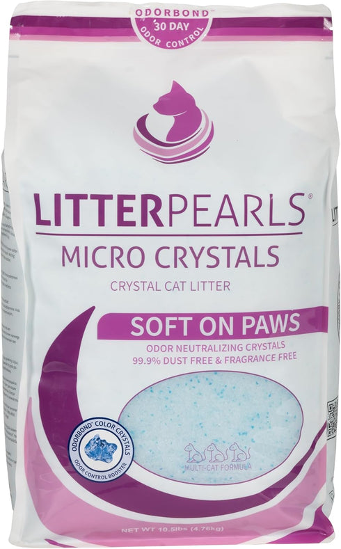 Litter Pearls Micro Crystals Cat Litter, 10.5 lb, Clear with Blue (10610)