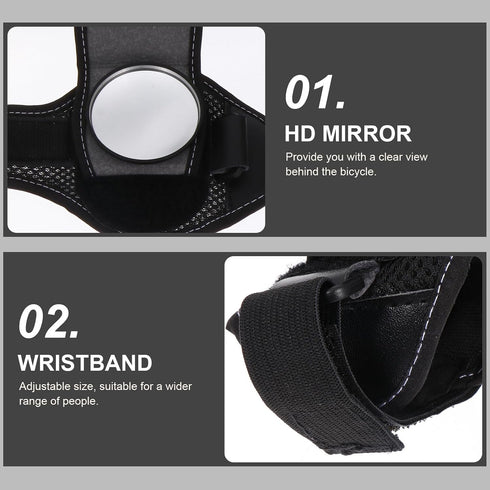 360 Rearview Mirror Wristband for Biking, Plastic Retroreflective Wrist Guard with Rotatable Viewfinder, Safety