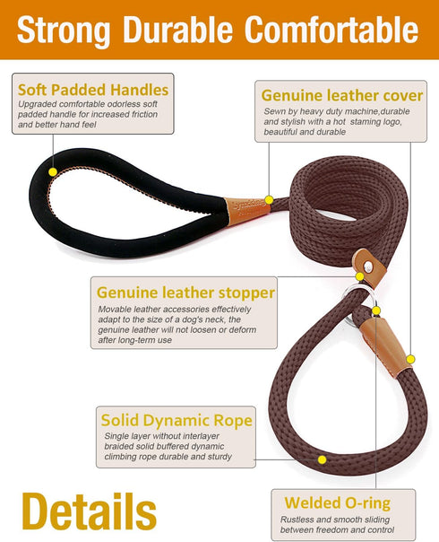 lynxking 6 FT Dog Leash Slip Lead 2 Pack, Strong Heavy Duty Braided No Pull Training Leash for Medium Large Small Dogs