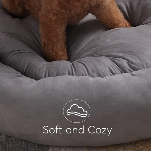 KASENTEX Dog Bed, Round Dog Beds for Medium/Large Dogs, Anti Slip and Machine Washable, Pink 27x27 Inches