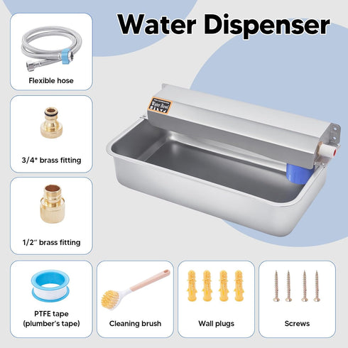 Homsky 6L Automatic Water Dispenser for Dog, Dog Water Bowl Dispenser, Large Stainless Steel Indoor/Outdoor Water